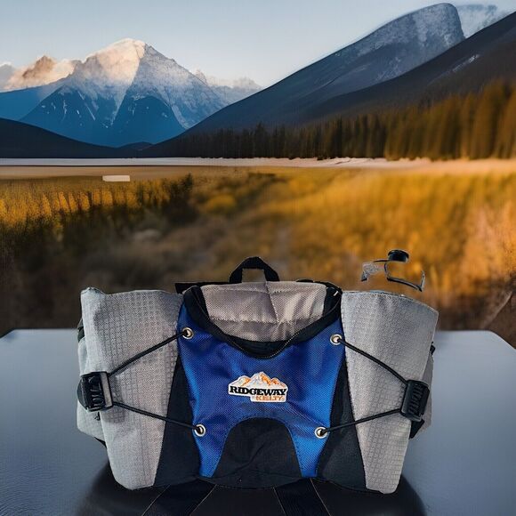 Kelty Ridgeway Hydration Waist Hiking Pack w/ 2 Water Bottles Blue Silver